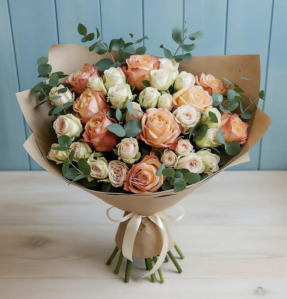 Букет цветов из: Альстромерии и Розы в Онеге