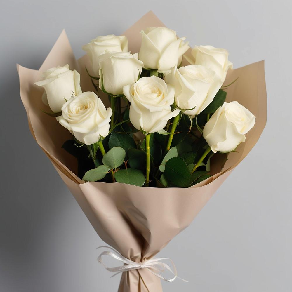 Букет 9 Белых роз Эдлесс Лав в Онеге