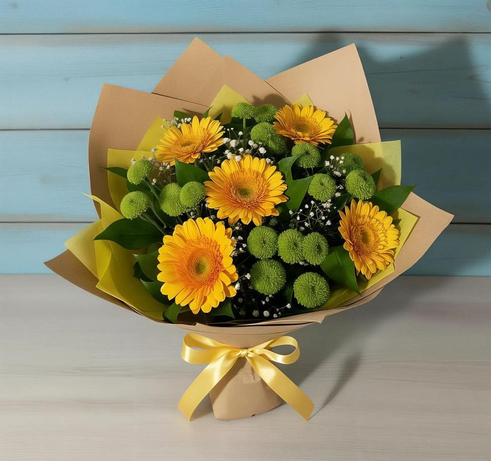 Букет цветов из: Герберы и Хризантемы в Онеге