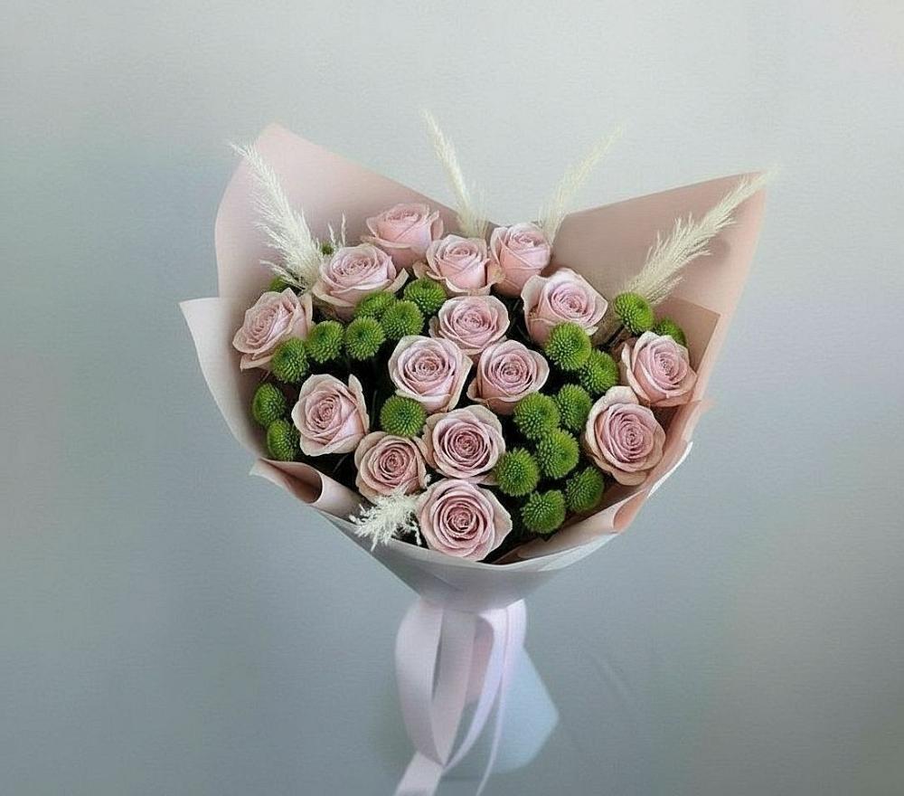 Букет цветов из: Розы и Хризантемы в Онеге