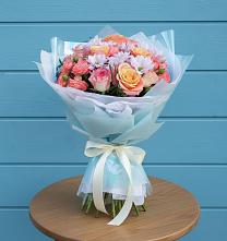 Букет цветов из:  Хризантемы и Розы в Онеге
