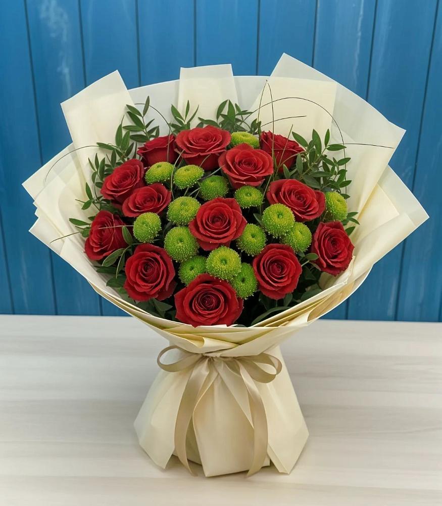 Букет цветов из: Розы и Хризантемы в Онеге