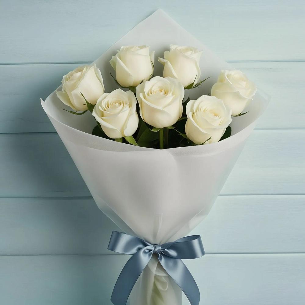 Букет 7 Белых роз Эдлесс Лав в Онеге